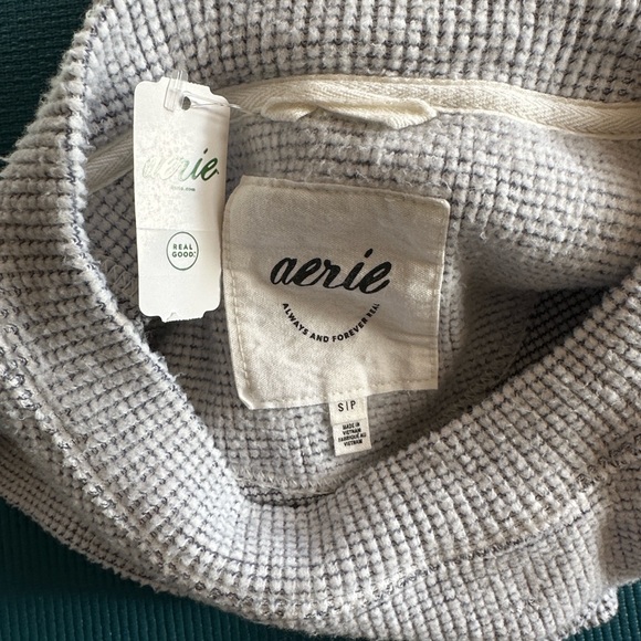 Aerie Getaway Waffle Sweatshirt Sweater NWT Blue Gray Small - Picture 8 of 10